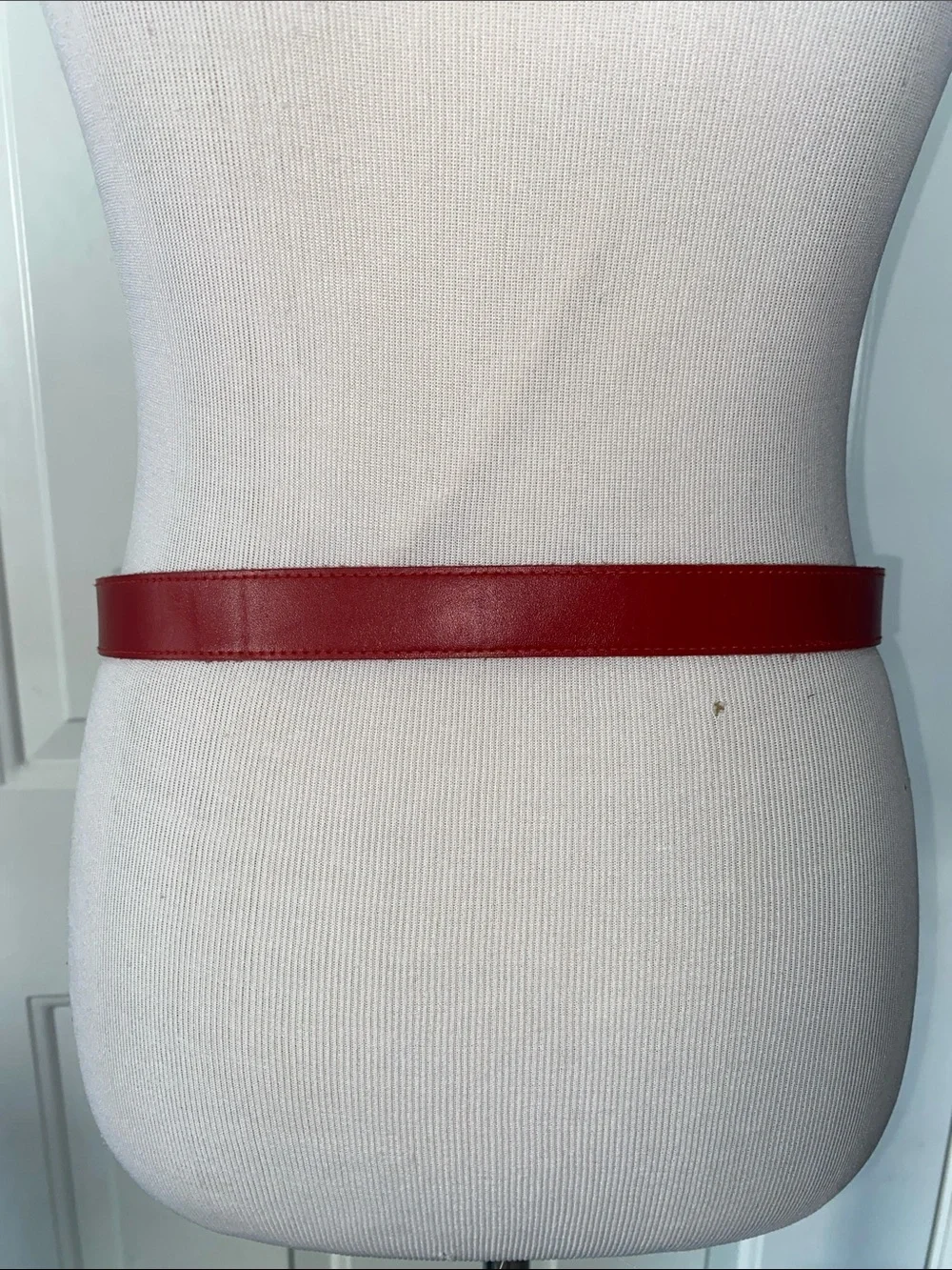 Vintage L. Chessler Red Leather Western-Style Belt with Silver Buckle
